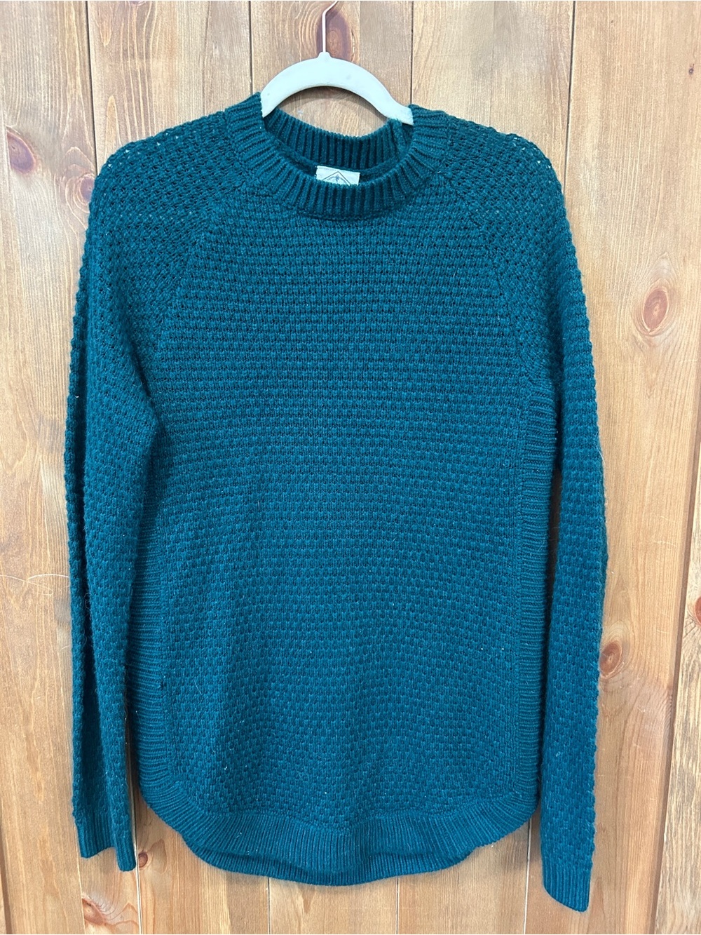 Textured Crewneck Sweater in dark Teal. Tunic style.